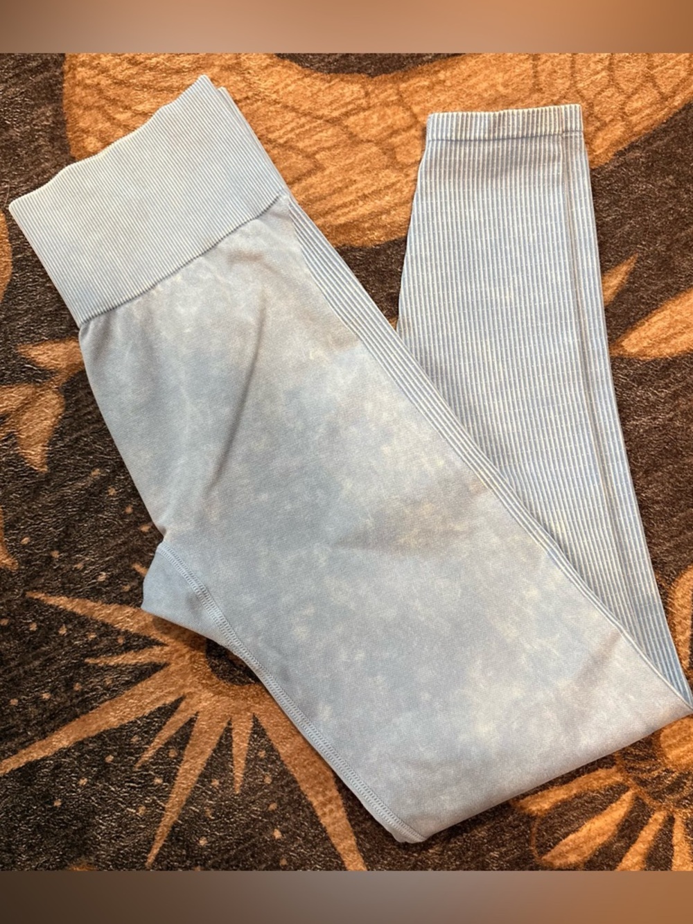 PINK Victoria's Secret Light Blue Ribbed Waistband Leggings